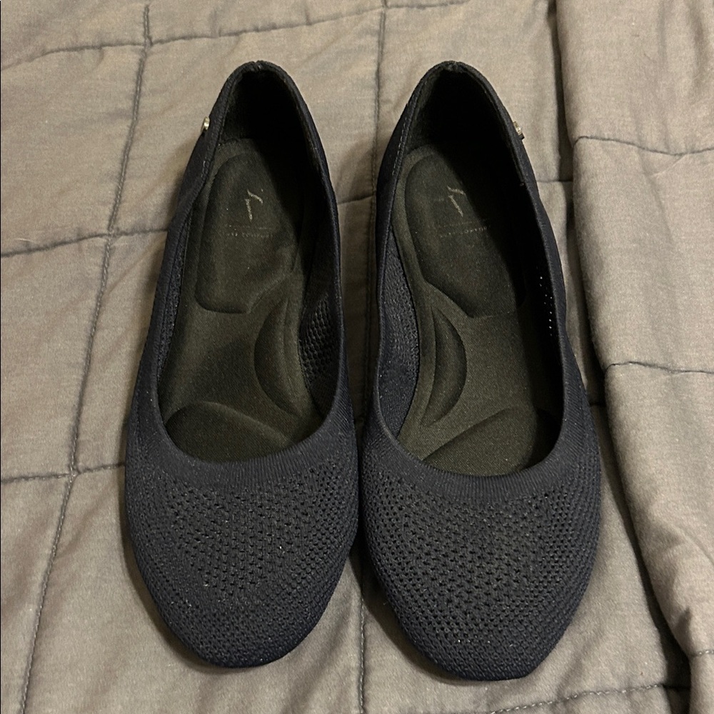 Women's Navy Knit Flats